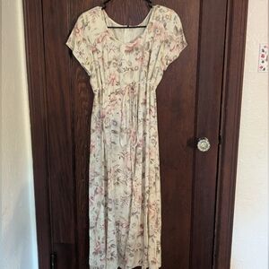 All That Jazz Vintage Floral Print Cream Zip Up Dress Floral Cottage Core